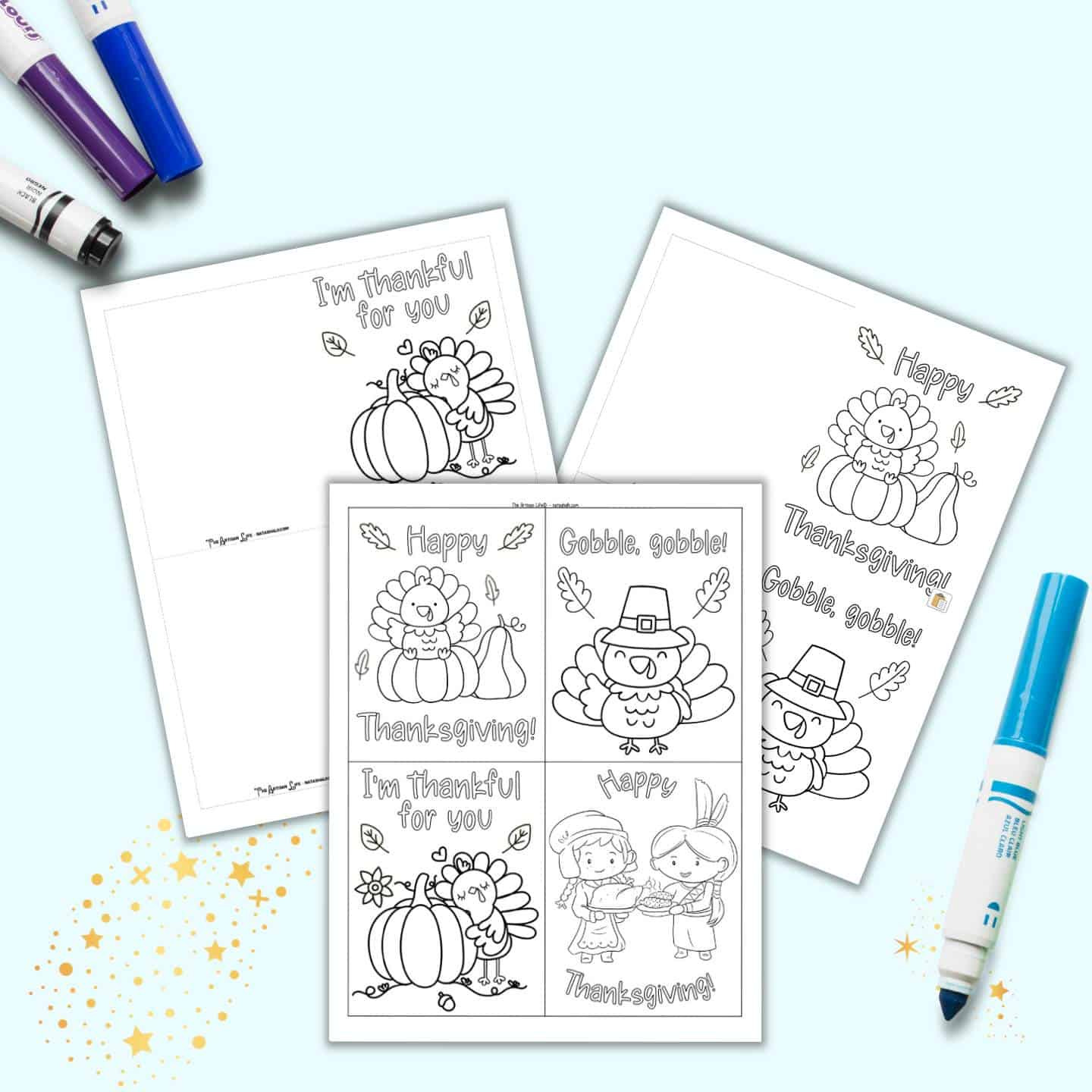 thanksgiving printable cards to color - the artisan life